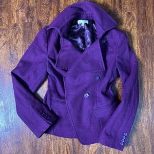 Purple wool waist length coat. Sz L / Large / Lg .